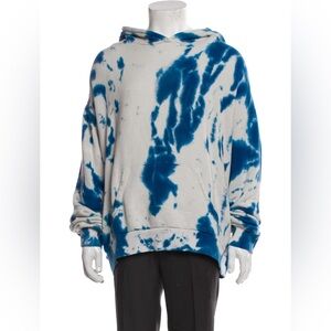 THE ELDER STATESMAN True Blue Tie-Dye Cotton & Cashmere Terry Hoodie - XL